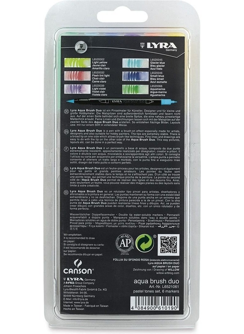 Lyra - Aqua Brush Duo Double Sided Brush Tip Pen 6 Pastels - Image 1
