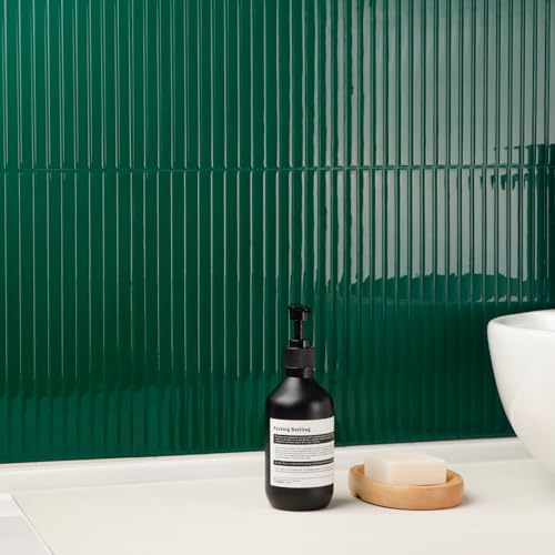 WalDecoo Backsplash Tile Peel and Stick, Self-Adhesive Green Decorative Wall Tiles for Kitchen, Modern Glossy Slatted Design Backsplash Tiles for Kitchen, Bathroom, RVs (11.43x9 inch) - Image 2