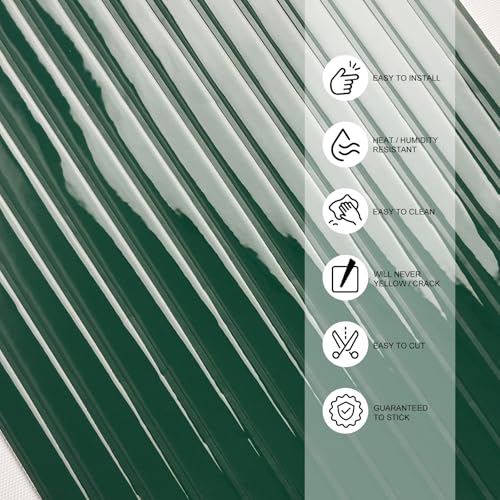 WalDecoo Backsplash Tile Peel and Stick, Self-Adhesive Green Decorative Wall Tiles for Kitchen, Modern Glossy Slatted Design Backsplash Tiles for Kitchen, Bathroom, RVs (11.43x9 inch) - Image 4