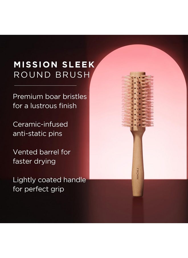 Fromm Fromm Mission Sleek Vented Round Boar Brush for Smooth, Lustrous Blowouts Even on Frizz-Prone Hair | Roller Hairbrush with Natural Boar for Anti-static Styling, Smoothing, Straightening and Shine  - Image 2
