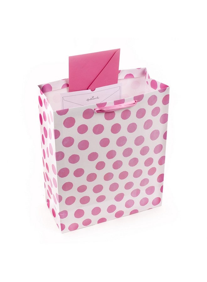 Hallmark حقيبة هدايا كبيرة جداً 15" من هالمارك مع ورق تزيين (نقاط وردية وقوس) لأعياد الميلاد، عيد الفصح، حفلات استقبال المواليد، حفلات الزفاف، أي مناسبة - Image 4