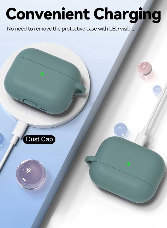 Tersely [2 in 1] Silicone Case Cover with Cleaner Kit for AirPods Pro 3,Supports Wireless Charging, Protective Skin with Carabiner Shockproof Protection (Green) - Image 4