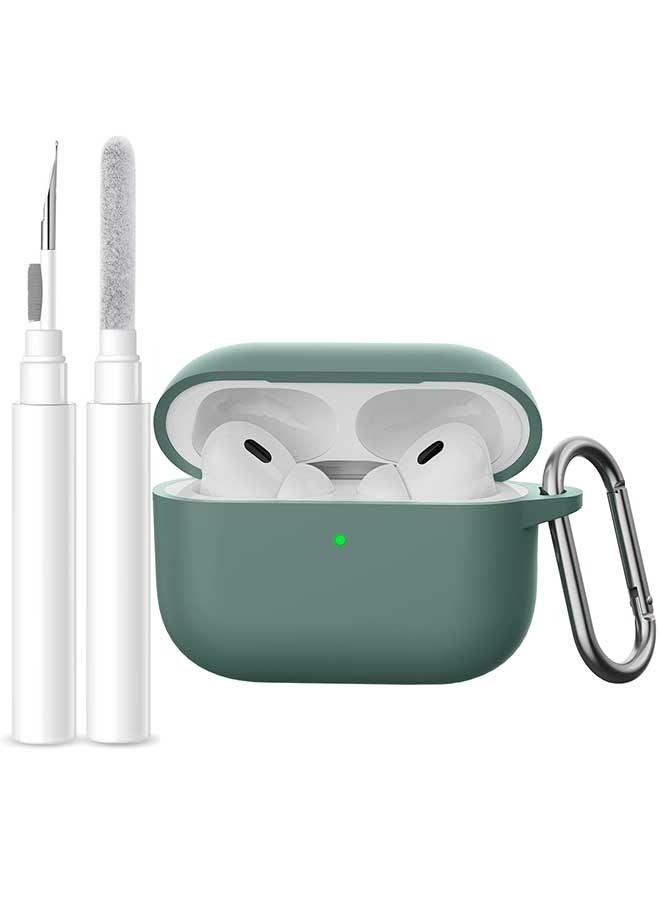 Tersely [2 in 1] Silicone Case Cover with Cleaner Kit for AirPods Pro 3,Supports Wireless Charging, Protective Skin with Carabiner Shockproof Protection (Green) - Image 1