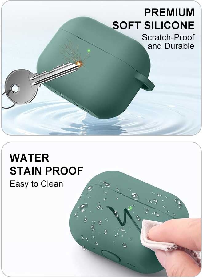 Tersely [2 in 1] Silicone Case Cover with Cleaner Kit for AirPods Pro 3,Supports Wireless Charging, Protective Skin with Carabiner Shockproof Protection (Green) - Image 5