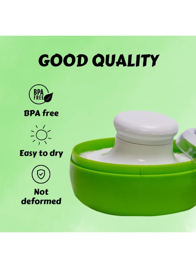 ادور مجموعة منتفخة البودرة من Adore WOW - منتفخة بودرة ما بعد الاستحمام للعناية بالطفل مع صندوق حامل بودرة التلك المحمول (أخضر مبتسم) - Image 5