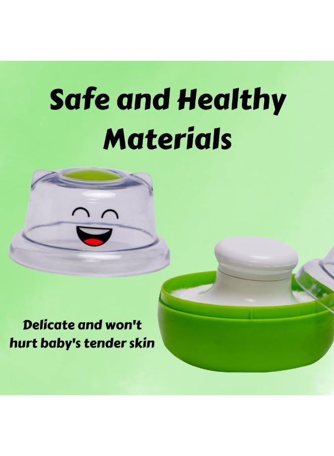 ادور مجموعة منتفخة البودرة من Adore WOW - منتفخة بودرة ما بعد الاستحمام للعناية بالطفل مع صندوق حامل بودرة التلك المحمول (أخضر مبتسم) - Image 4