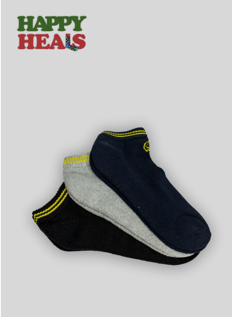 Happy Heals Happy Heals Men's Low Cut Terry Socks Cushioned Sole Pack of 3  - Image 3