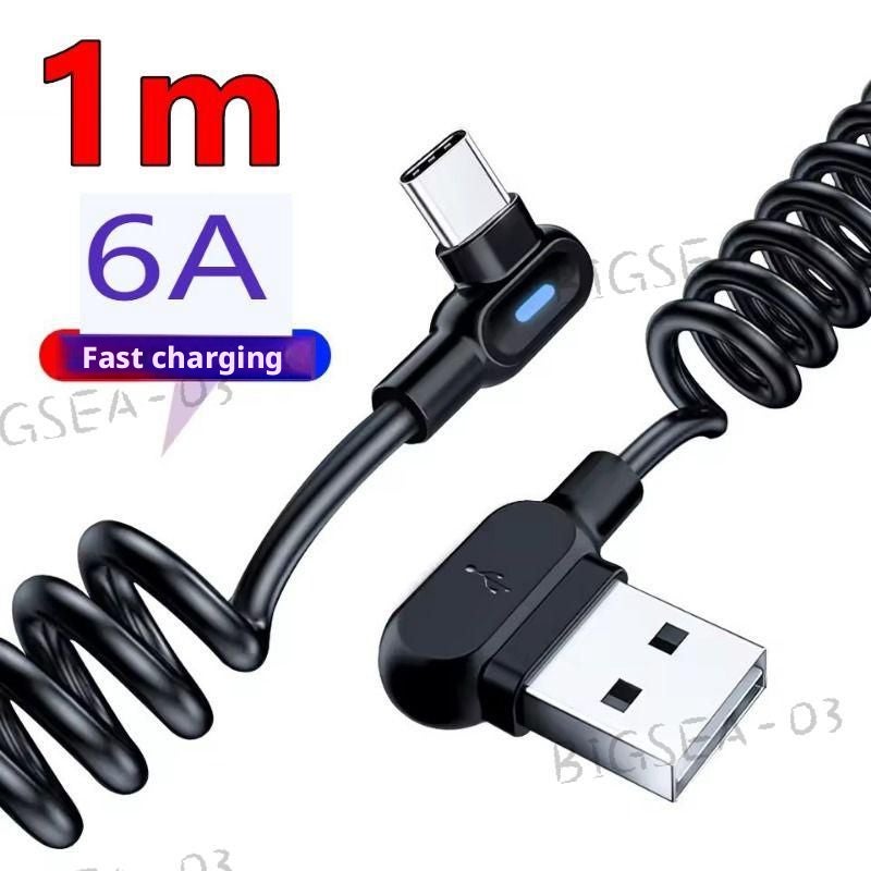 Spring Fast Charging Cable Type-C, 1m, Black - Image 5