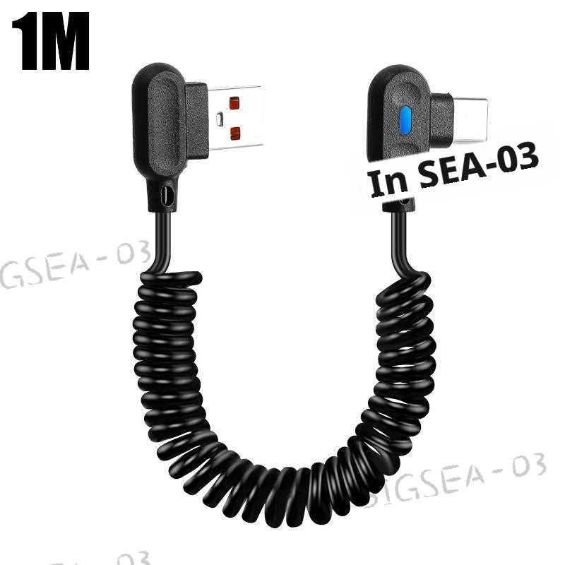 Spring Fast Charging Cable Type-C, 1m, Black - Image 4