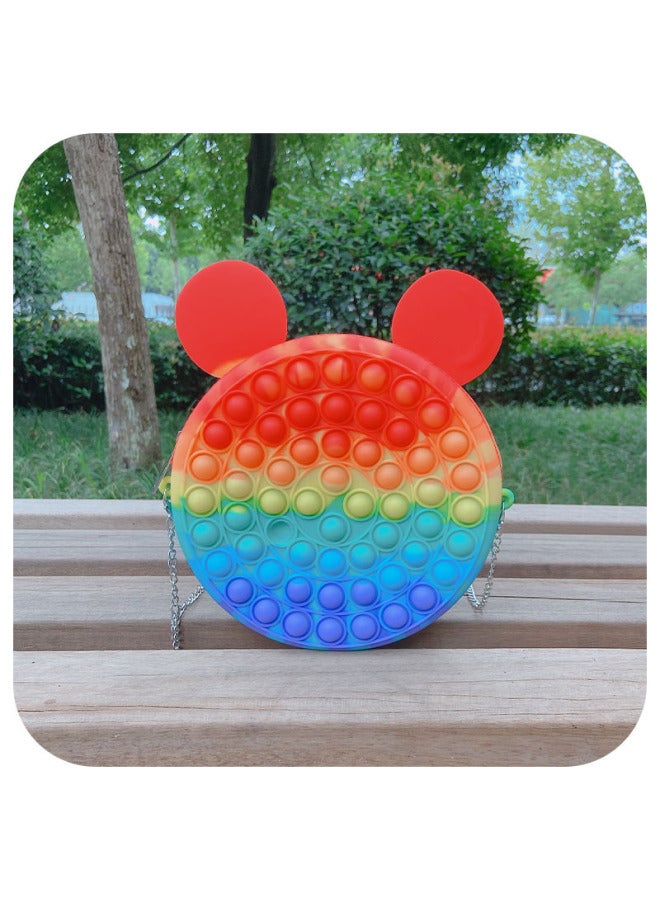 Gopher Pioneer Decompression Toy Full Silicone Material Bubble Press Decompression Toy Animal Cute Shoulder Bag Women's Bag-Color:Red Rabbit  - Image 3