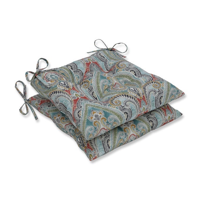 PAISLEY INDOOROUTDOOR CHAIR SEAT CUSHION WITH TIES TUFTED WEATHER AND FADE RESISTANT 2 COUNT SQUARE CORNER 185 X 19