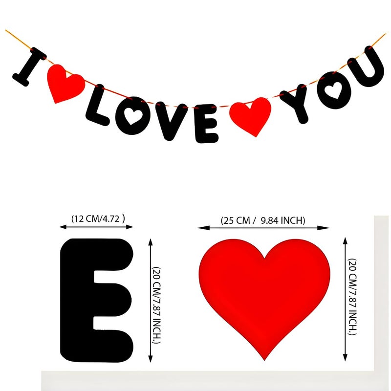 Hemito 38 Pc Valentine Decoration Kit- I Love U Banner,Balloons,White Net Curtain Cloth with led light| Wedding Anniversary Romantic Decoration Items for Girls Boys Couples Husband Wife - Image 3