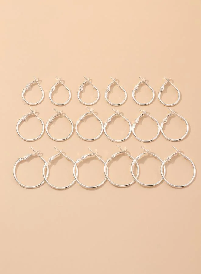 Take Two Set of 9 - Silver Hoop Earrings