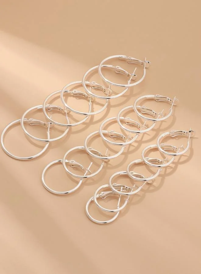 Take Two Set of 9 - Silver Hoop Earrings