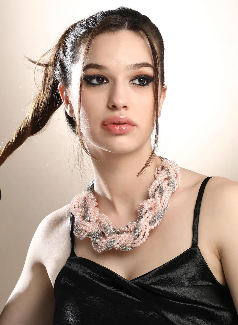 SOHI Braided-Bead Statement Artificial Necklace Jewellery