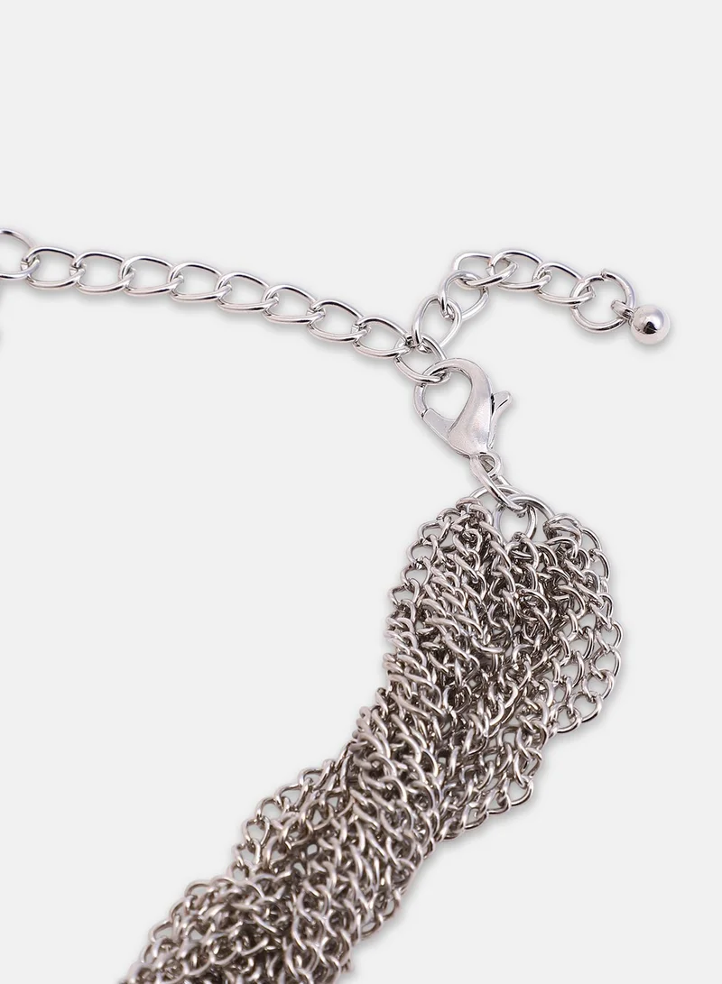 SOHI Braided-Bead Statement Artificial Necklace Jewellery