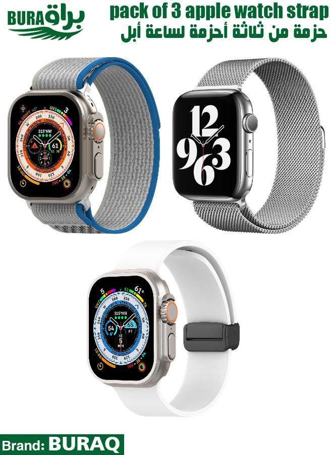 BURAQ Apple Watch Band Strap For Apple Watch Ultra 2/Ultra 49mm, Series 10 46mm, 9/8/7 45mm, SE2/SE/6/5/4 44mm, 3/2/1 42mm 