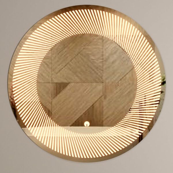 Quality Glass Bathroom LED Mirror with Touch Sensor, 3 Light Effects, Glass, Round LED-16 (18 x 18 Inch) - Image 3