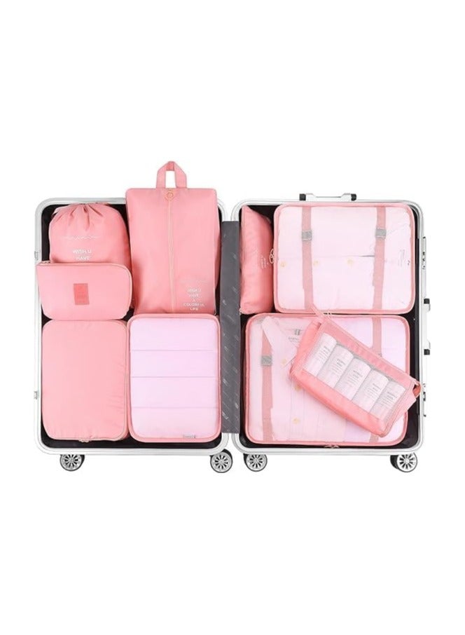 طقم حقائب أمتعة مضادة للماء مكون من 7 قطع وردي - Image 3