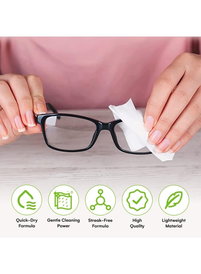 مناديل تنظيف مبللة مسبقًا مضادة للضباب للنظارات والشاشات والعدسات - سريعة الجفاف وخالية من الخدوش، مناديل عدسات للنظارات - 100 منديل مغلفة بشكل فردي - مناديل مبللة مسبقًا، 5 × 6 بوصة - منظف عدسات الكاميرا والنظارات الشمسية والنظارات - لطيف ومحمول لتنظيف الأجهزة البصرية - Image 4
