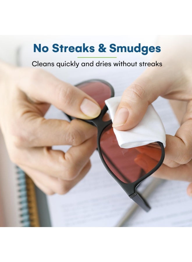 مناديل تنظيف مبللة مسبقًا مضادة للضباب للنظارات والشاشات والعدسات - سريعة الجفاف وخالية من الخدوش، مناديل عدسات للنظارات - 100 منديل مغلفة بشكل فردي - مناديل مبللة مسبقًا، 5 × 6 بوصة - منظف عدسات الكاميرا والنظارات الشمسية والنظارات - لطيف ومحمول لتنظيف الأجهزة البصرية - Image 3
