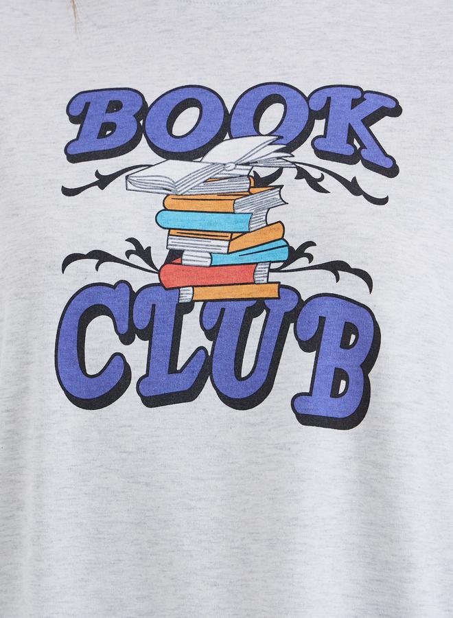Take Two Grey Book Club Graphic Oversized T-Shirt - Image 4