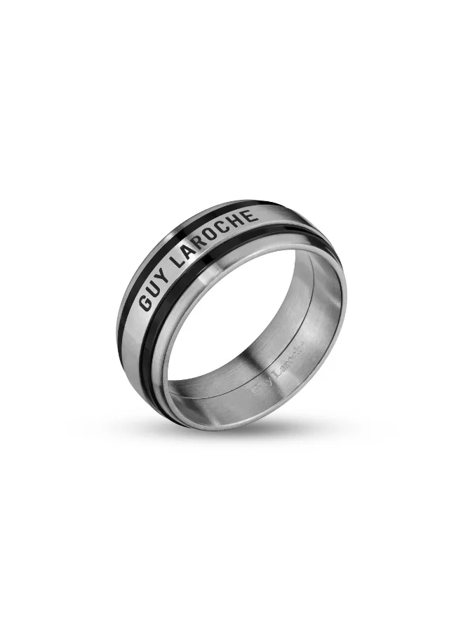 غاي لاروش خواتم فضية وسوداء للرجال مقاس  مم