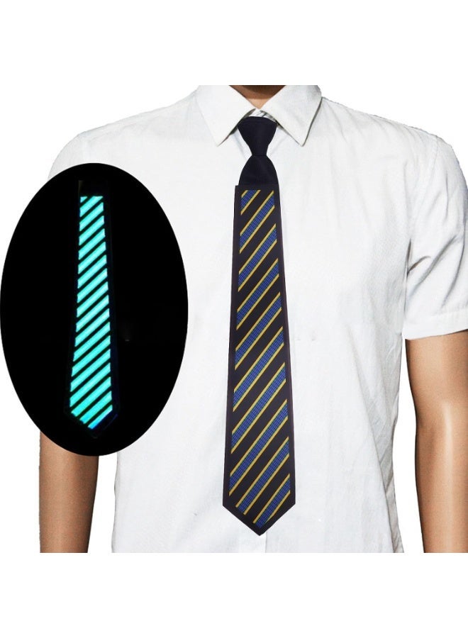 Dpofirs Men's Voice Activated LED Tie, Glowing Black Striped with Multiple Lighting Modes - Image 3