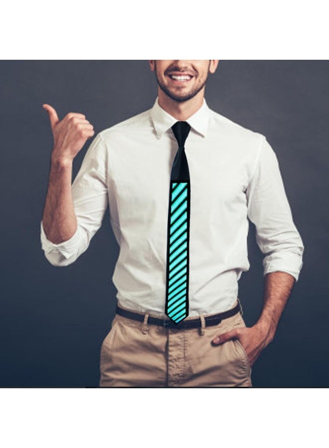 Dpofirs Men's Voice Activated LED Tie, Glowing Black Striped with Multiple Lighting Modes - Image 4