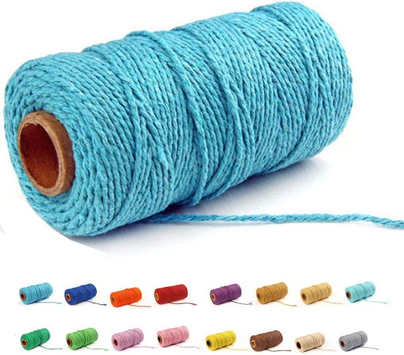 FLIPPED (100 Yards/1.5mm/35 Colors Optional) Cotton Baker Twine DIY Craft Macramé Natural Cotton Rope Craft Making Knitting Cord String Rope DIY Wedding Decor Supply Christmas Wrapping(Blue)… - Image 1