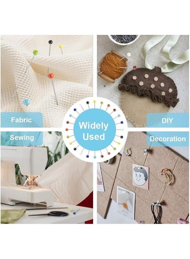 250 PCS Sewing Pins for Fabric, Straight Pins with Colored Ball Glass Heads Long 1.5inch, Quilting Pins for Dressmaker, Jewelry DIY Decoration, Craft and Sewing Project (Colorful) - Image 3