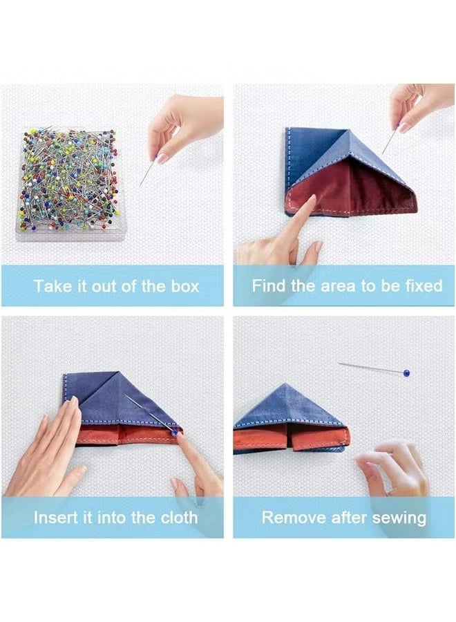 250 PCS Sewing Pins for Fabric, Straight Pins with Colored Ball Glass Heads Long 1.5inch, Quilting Pins for Dressmaker, Jewelry DIY Decoration, Craft and Sewing Project (Colorful) - Image 2