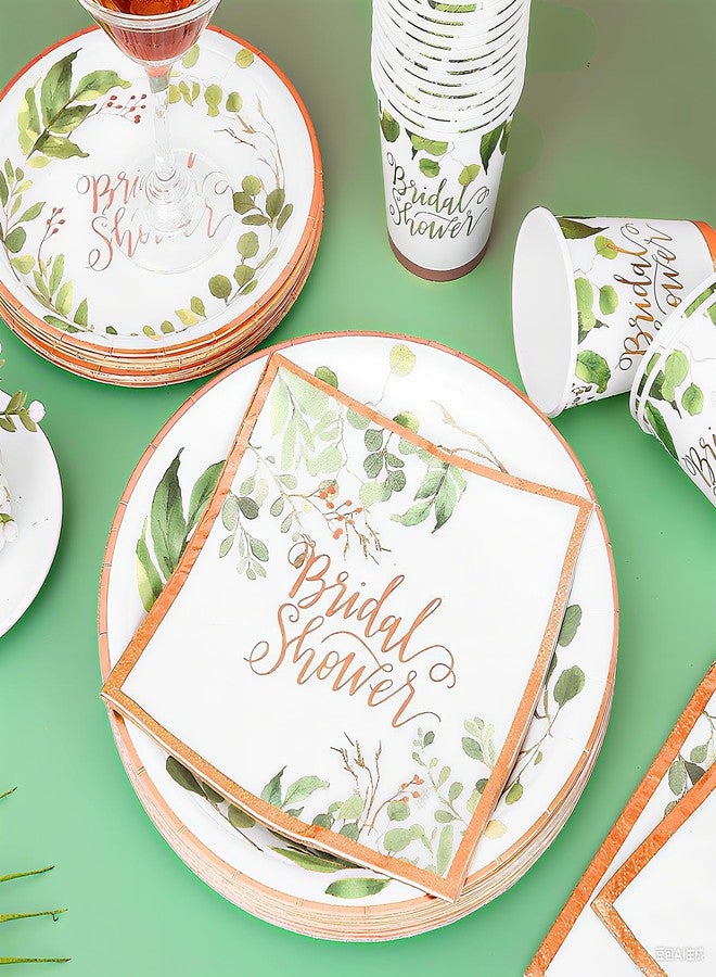 LOOWVY Sage Green Bridal Shower Decorations Rose Gold Bridal Shower Plates and Napkins Sets,168Pcs Serves 24 Guests - Image 5