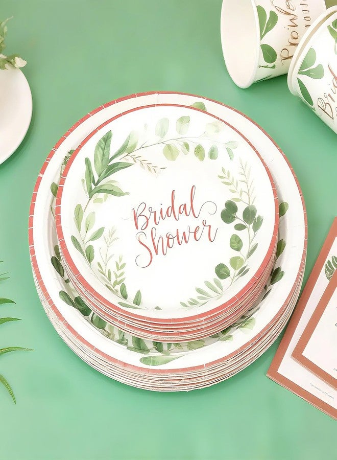 LOOWVY Sage Green Bridal Shower Decorations Rose Gold Bridal Shower Plates and Napkins Sets,168Pcs Serves 24 Guests - Image 4