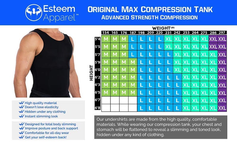 Esteem Apparel قميص ضغط للرجال من Esteem Apparel Max لتشكيل الجسم وشد البطن (أبيض، متوسط) - Image 5