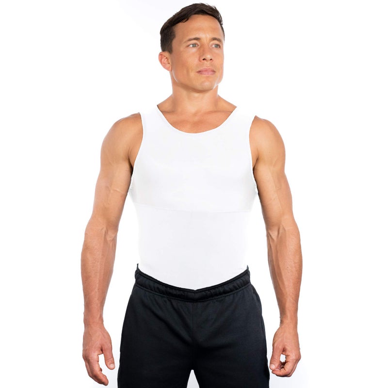 Esteem Apparel قميص ضغط للرجال من Esteem Apparel Max لتشكيل الجسم وشد البطن (أبيض، متوسط) - Image 2