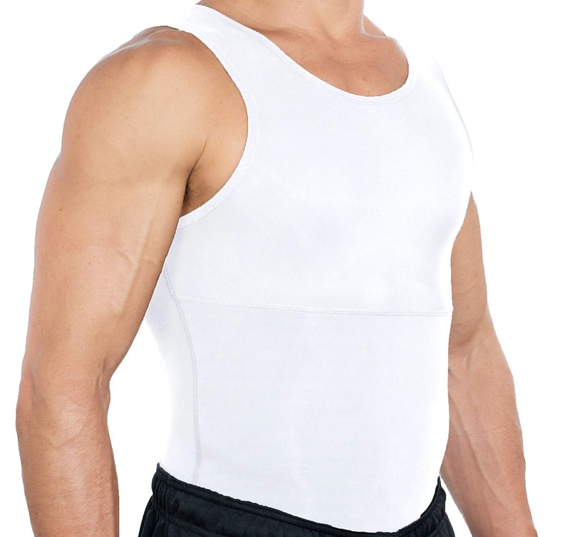Esteem Apparel قميص ضغط للرجال من Esteem Apparel Max لتشكيل الجسم وشد البطن (أبيض، متوسط) - Image 1