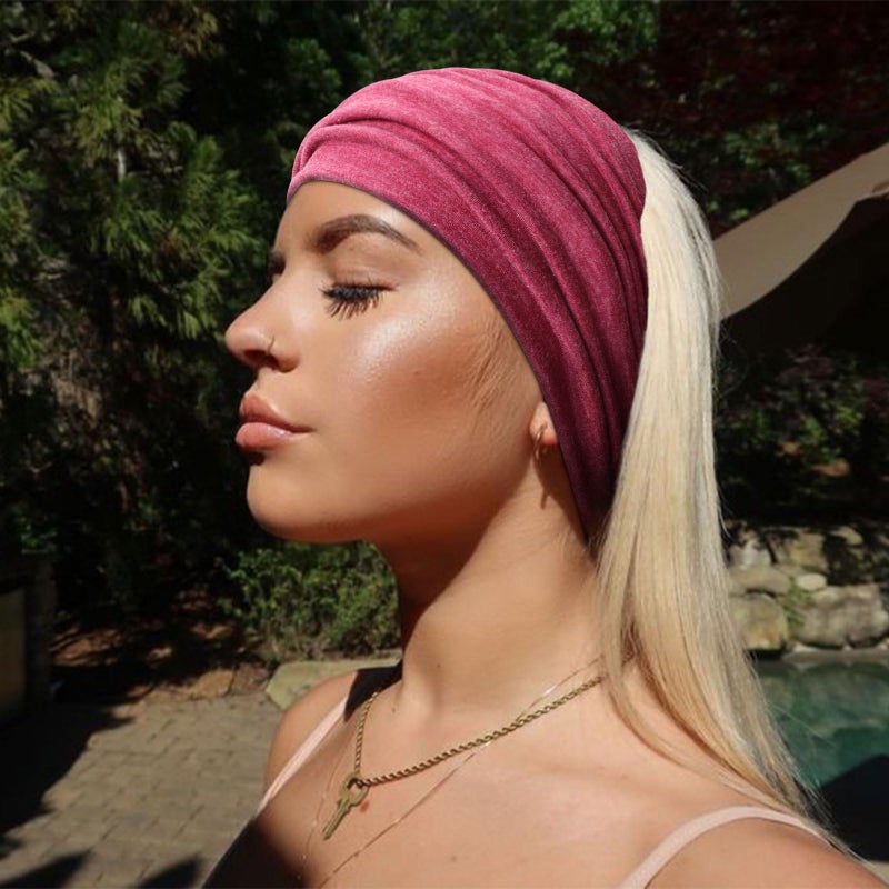 DRESHOW Extra Wide Headbands for Women Cotton Turban Knotted Bandana Head Bands Non Slip Boho Hair Accessories for Sports & Yoga - Image 4