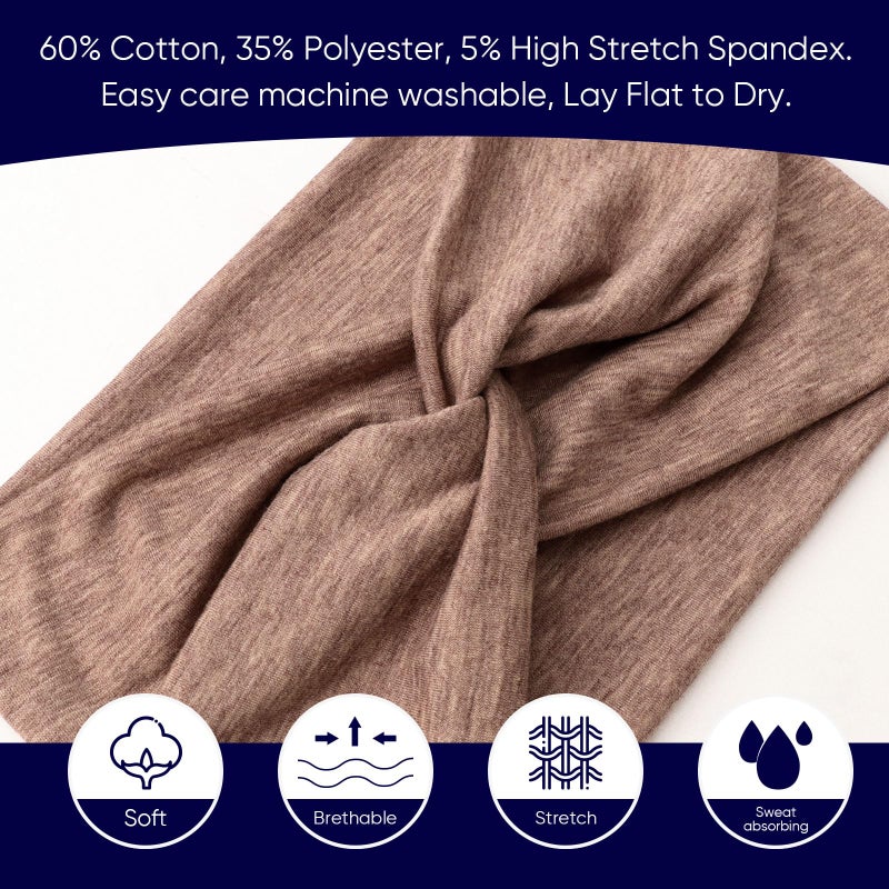 DRESHOW Extra Wide Headbands for Women Cotton Turban Knotted Bandana Head Bands Non Slip Boho Hair Accessories for Sports & Yoga - Image 5