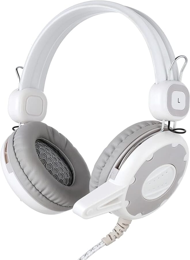 XP KX 2850 Gaming Stereo Bass Wired Headset with Mic For PC or Laptop - White Headphones Headset