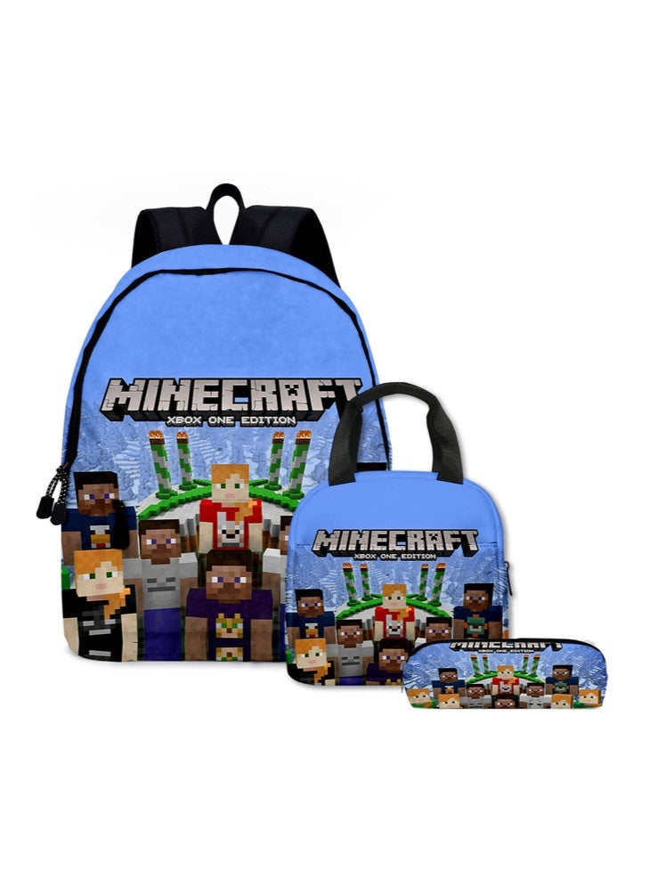 ماين كرافت على ظهره حقيبة الغداء مقلمة ثلاث قطع دعوى الرجال والنساء الترفيه الرياضة حقيبة السفر طالب حقيبة المدرسة - Image 1