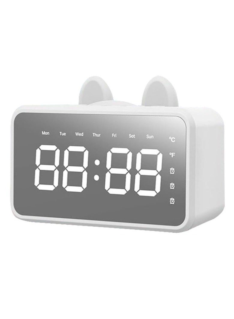 Smart Bluetooth Audio Alarm Clock Speaker – Dual Alarm, HD Display, Night Light, Temperature Display, Wireless Music Player & Phone Stand (Cool White) - Image 2