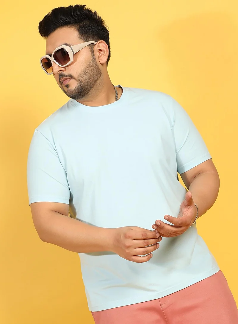 Instafab Plus Men's Icy Blue Basic Regular Fit T-Shirt