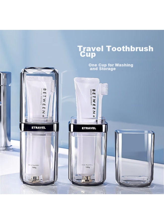 ETRAVEL Etravel Toothbrush Cup, Travel Toiletry Cup Set, Toothbrush Holder, Toothpaste Storage Box, Empty Cup, Sapphire Blue - Image 2