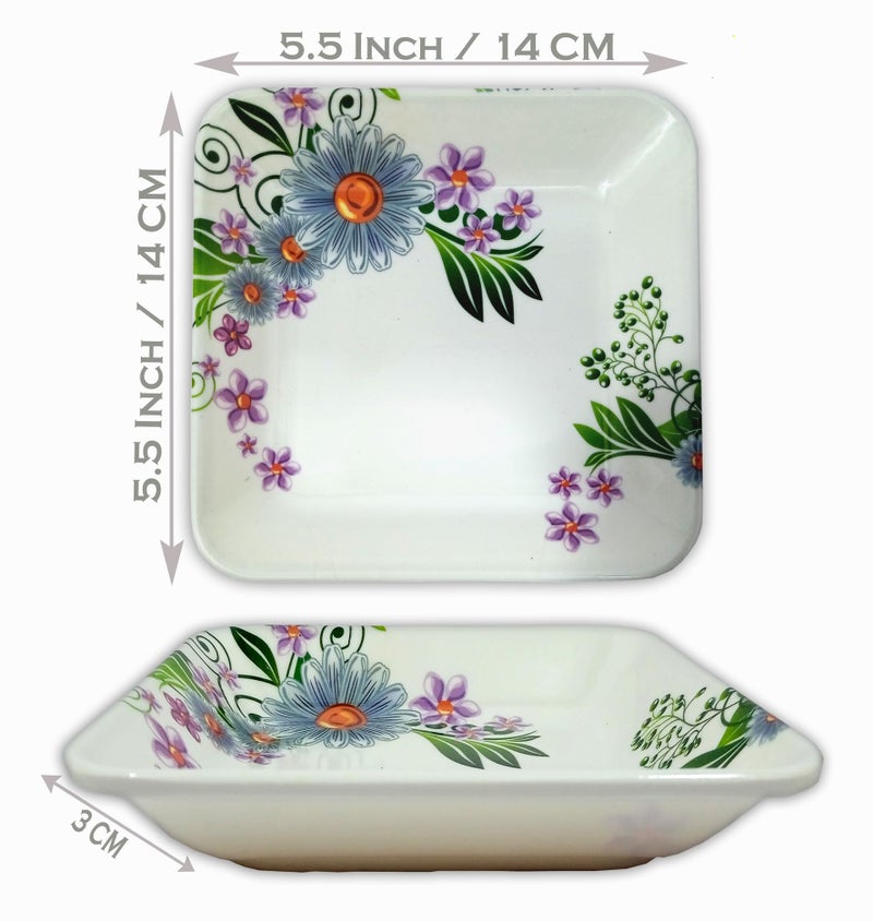 BHOJANWARE Set of 12 Melamine Square Snack Quarter Plates -(Size-5.5 Inch / 14 CM) Perfect Addition to Your Kitchen Utensils and Plates Collection. - Image 2