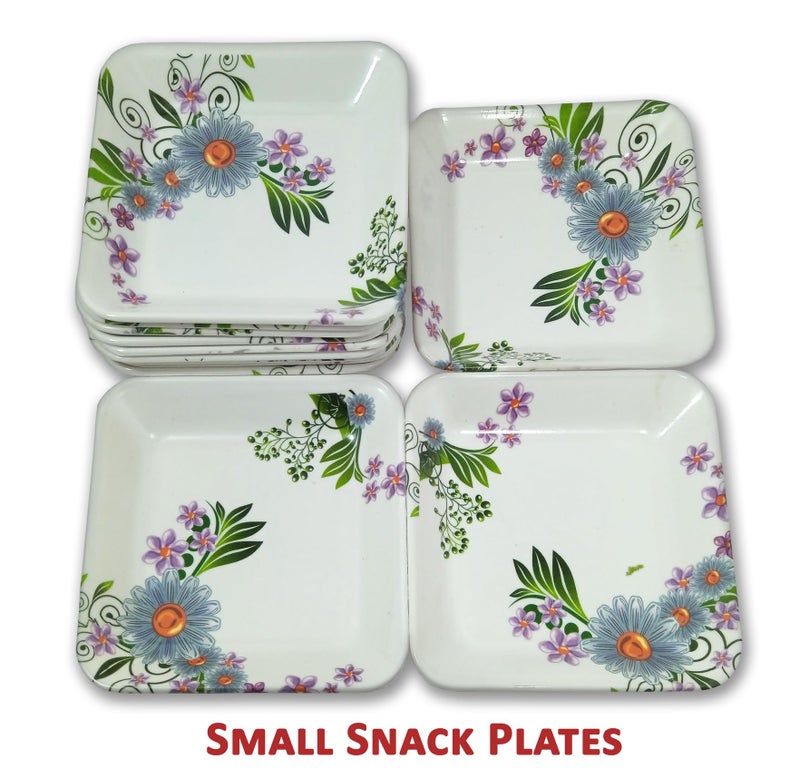 BHOJANWARE Set of 12 Melamine Square Snack Quarter Plates -(Size-5.5 Inch / 14 CM) Perfect Addition to Your Kitchen Utensils and Plates Collection. - Image 4