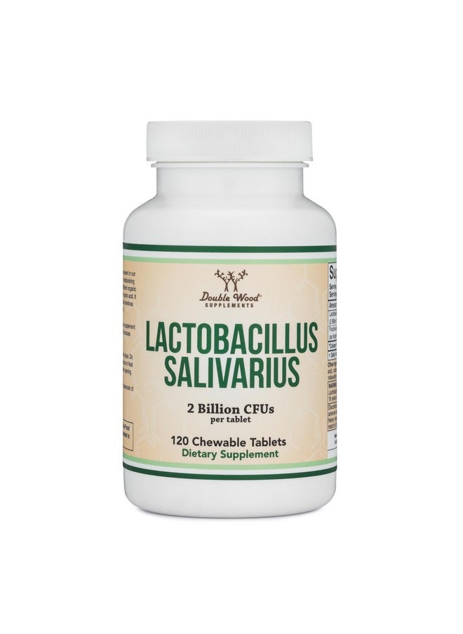 Double Wood Supplements - Lactobacillus Salivarius Oral Probiotics - Vanilla Tablets for Dental Health, Teeth, and Gums - Extreme Bad Breath Treatment for Adults (120 Count, 2 Billion CFUs per 20mg Tablet) by Double Wood - Image 1