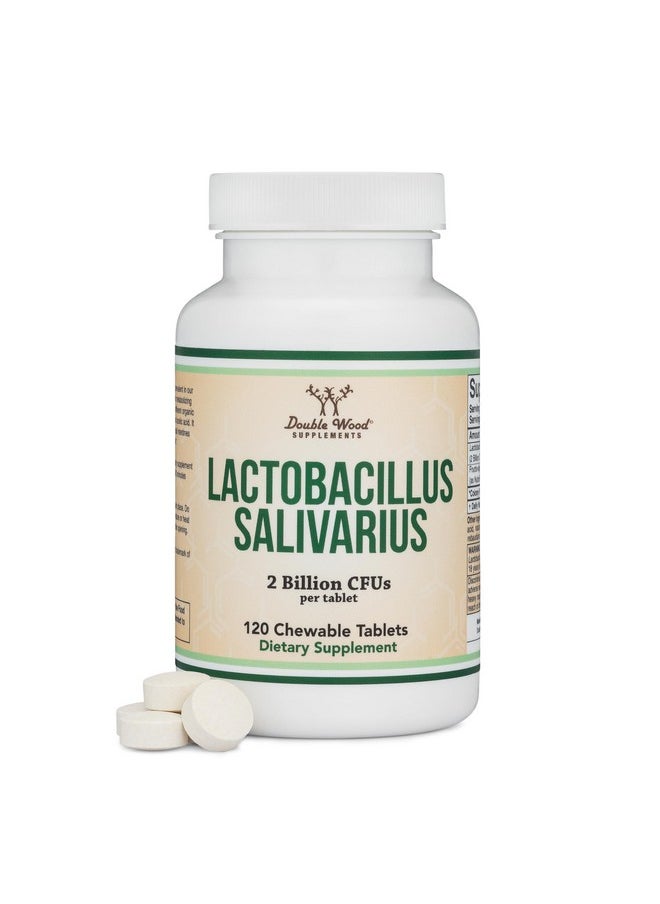 Double Wood Supplements - Lactobacillus Salivarius Oral Probiotics - Vanilla Tablets for Dental Health, Teeth, and Gums - Extreme Bad Breath Treatment for Adults (120 Count, 2 Billion CFUs per 20mg Tablet) by Double Wood - Image 1