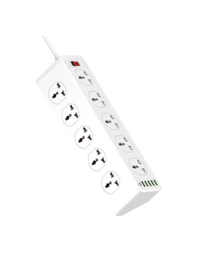 REBENUO Power Strip with 10-Outlet Surge Protector Power Sockets 6 USB Ports 32W PD+QC Fast Charging Adapter Sockets 2-meter Heavy-Duty Power Extension Cord White 36 × 9 × 9cm - Image 1