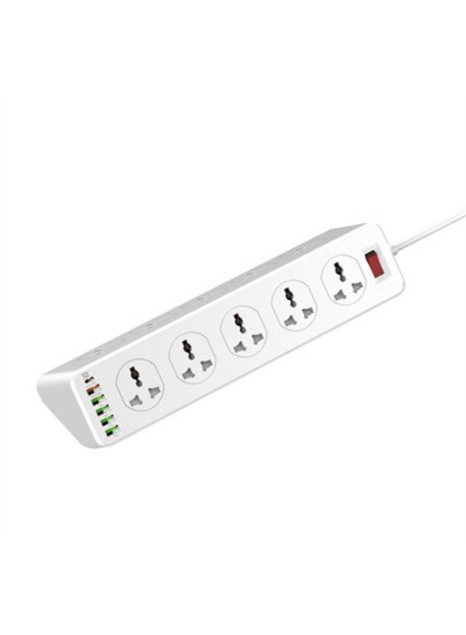 REBENUO Power Strip with 10-Outlet Surge Protector Power Sockets 6 USB Ports 32W PD+QC Fast Charging Adapter Sockets 2-meter Heavy-Duty Power Extension Cord White 36 × 9 × 9cm - Image 4